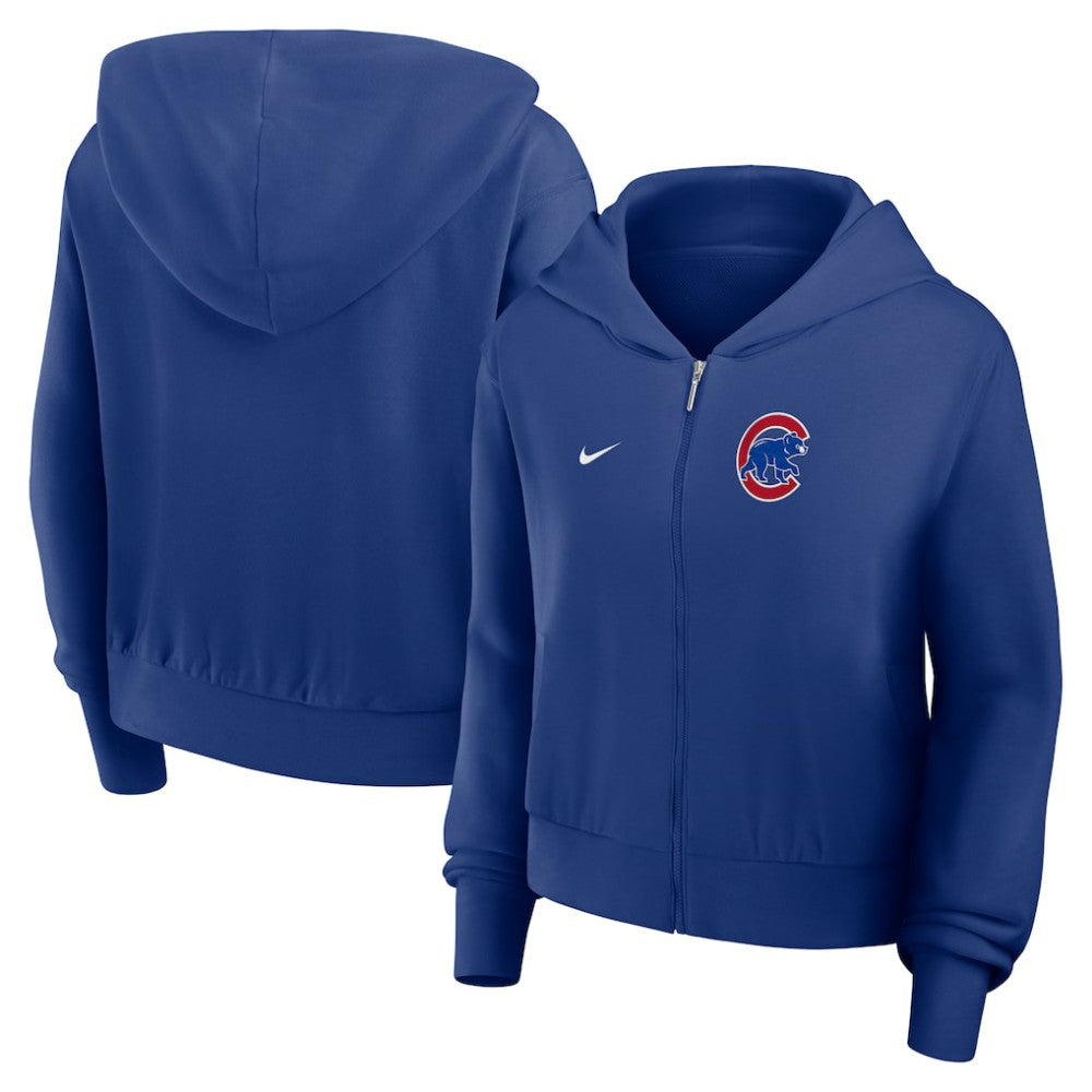 Chicago Cubs Nike Women's Cropped Chill Full-Zip Hoodie - Royal Hoodies