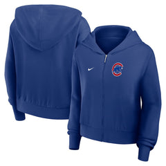 Chicago Cubs Nike Women's Cropped Chill Full-Zip Hoodie - Royal Hoodies