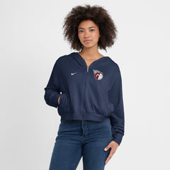 Cleveland Guardians Nike Women's Cropped Chill Full-Zip Hoodie - Navy Hoodies