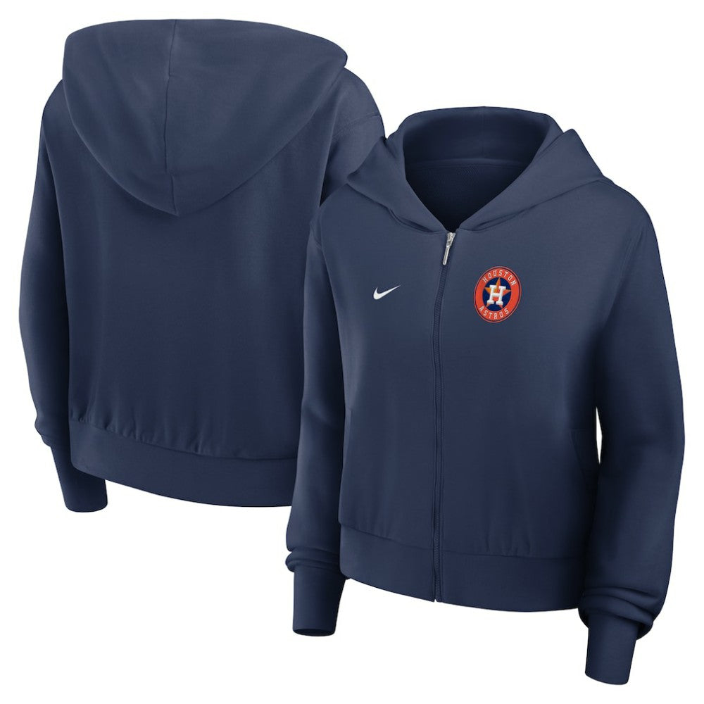 Houston Astros Nike Women's Cropped Chill Full-Zip Hoodie - Navy Hoodies