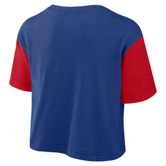Philadelphia Phillies Nike Women's Script Dri-FIT Cropped T-Shirt - Royal/Red T-shirts