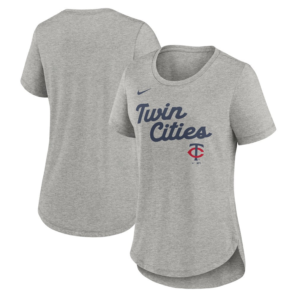 Minnesota Twins Nike Women's Script Tri-Blend T-Shirt - Heather Gray T-shirts