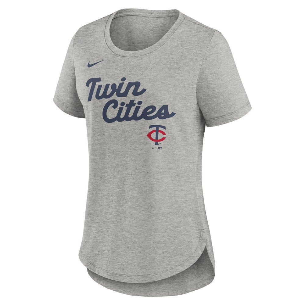 Minnesota Twins Nike Women's Script Tri-Blend T-Shirt - Heather Gray T-shirts