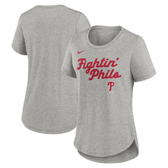 Philadelphia Phillies Nike Women's Script Tri-Blend T-Shirt - Heather Gray T-shirts