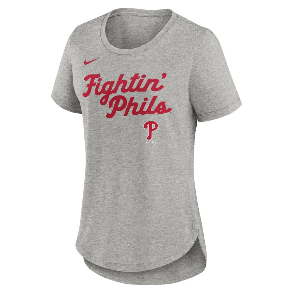 Philadelphia Phillies Nike Women's Script Tri-Blend T-Shirt - Heather Gray T-shirts