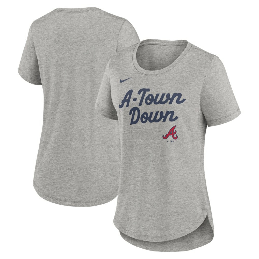 Atlanta Braves Nike Women's Script Tri-Blend T-Shirt - Heather Gray T-shirts