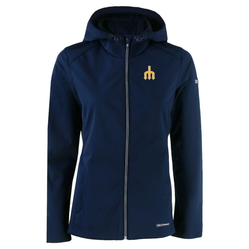 Seattle Mariners Cutter & Buck Women's Evoke Eco Softshell Recycled Full-Zip Jacket - Navy Jackets