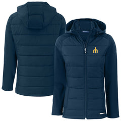 Seattle Mariners Cutter & Buck Women's  Evoke Hybrid Eco Softshell Recycled Full-Zip Hoodie Jacket - Navy Jackets