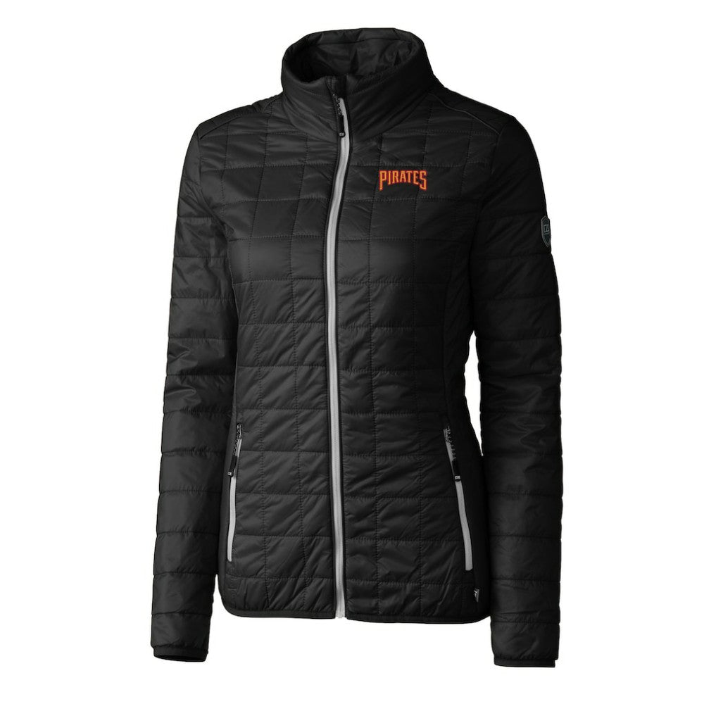 Pittsburgh Pirates Cutter & Buck Women's Rainier PrimaLoft Eco Insulated Full-Zip Puffer Jacket - Black Jackets