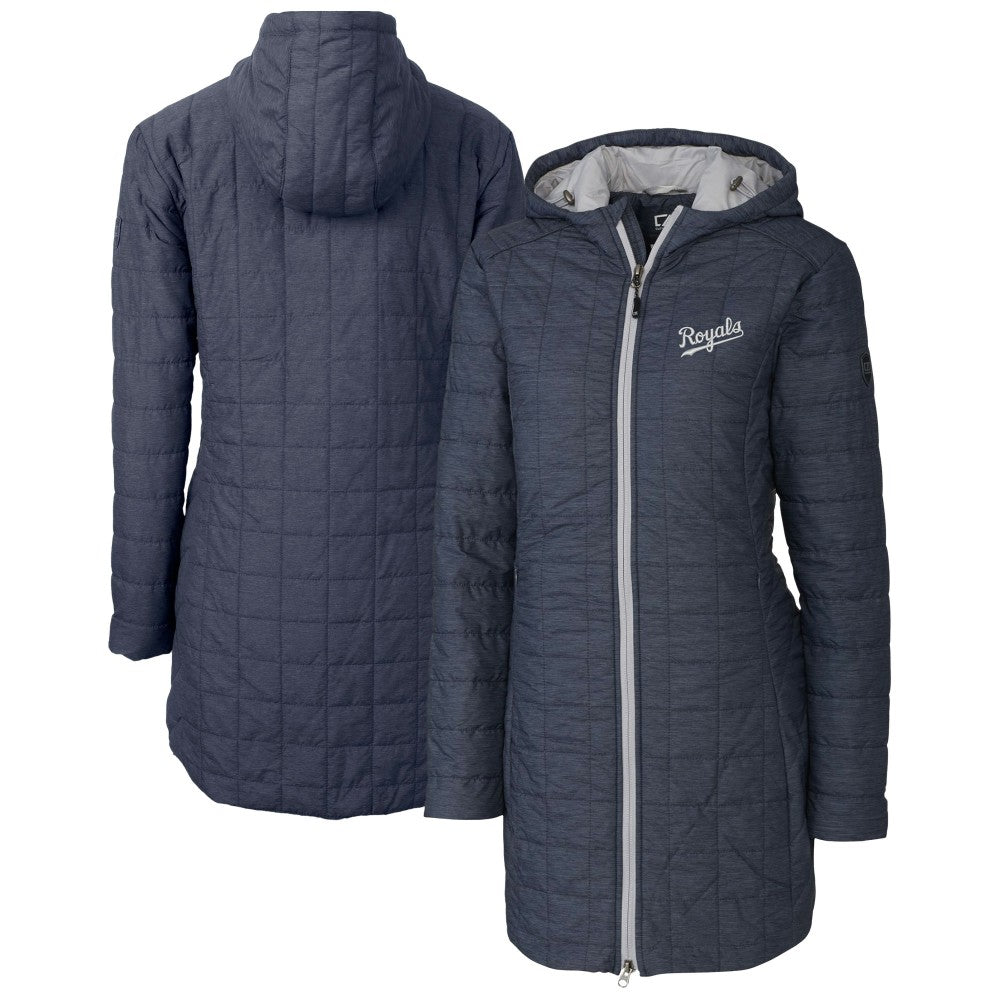 Kansas City Royals Cutter & Buck Women's Rainier Primaloft Eco Insulated Hooded Full-Zip Long Coat - Anthracite