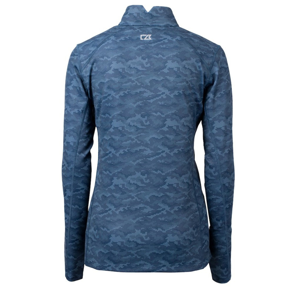 Seattle Mariners Cutter & Buck Women's  Traverse Camo Print Stretch Quarter-Zip Top - Navy Tops