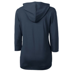 Cleveland Guardians Cutter & Buck Women's  DryTec Virtue Eco Pique Recycled 3/4-Sleeve Half-Zip Pullover Hoodie - Navy Hoodies
