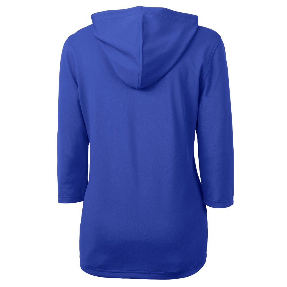 Los Angeles Dodgers Cutter & Buck Women's  DryTec Virtue Eco Pique Recycled 3/4-Sleeve Half-Zip Pullover Hoodie - Blue Hoodies