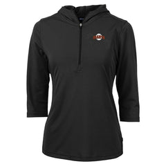 San Francisco Giants Cutter & Buck Women's  DryTec Virtue Eco Pique Recycled 3/4-Sleeve Half-Zip Pullover Hoodie - Black Hoodies