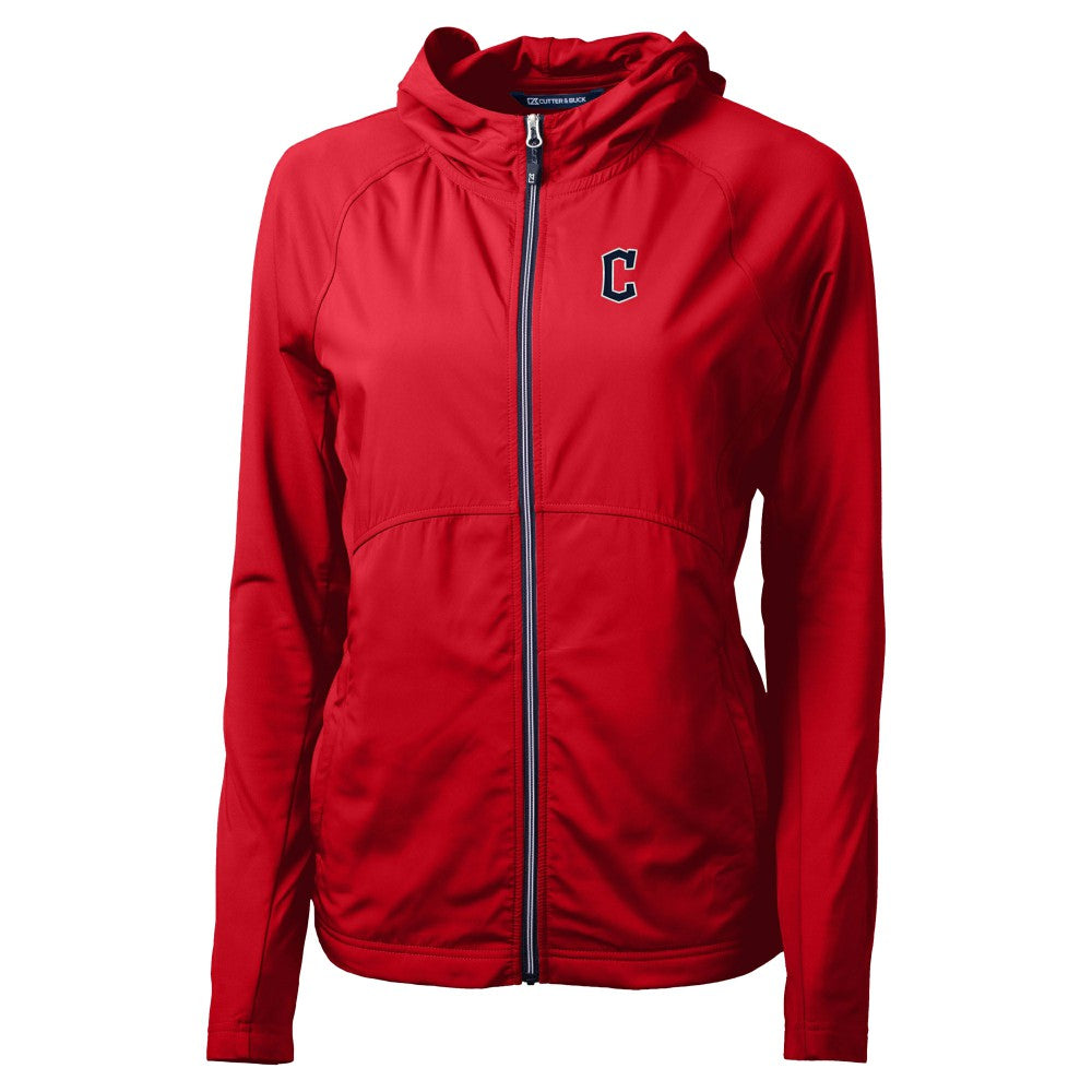 Cleveland Guardians Cutter & Buck Women's  Adapt Eco Knit Hybrid Recycled Full-Zip Hoodie - Red Hoodies