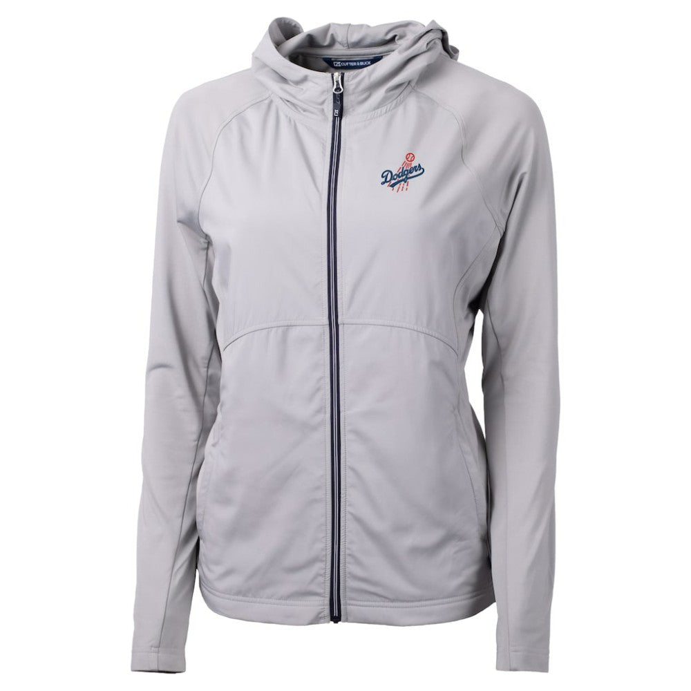 Los Angeles Dodgers Cutter & Buck Women's  Adapt Eco Knit Hybrid Recycled Full-Zip Hoodie - Gray Hoodies