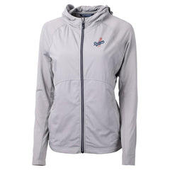 Los Angeles Dodgers Cutter & Buck Women's  Adapt Eco Knit Hybrid Recycled Full-Zip Hoodie - Gray Hoodies