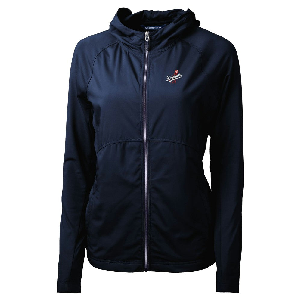 Los Angeles Dodgers Cutter & Buck Women's  Adapt Eco Knit Hybrid Recycled Full-Zip Hoodie - Navy Hoodies