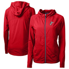 Cincinnati Reds Cutter & Buck Women's Cooperstown Collection Adapt Eco Knit Hybrid Recycled Full-Zip Hoodie - Red Hoodies
