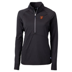 Baltimore Orioles Cutter & Buck Women's  DryTec Adapt Eco Knit Stretch Recycled Raglan Half-Zip Top - Black Tops