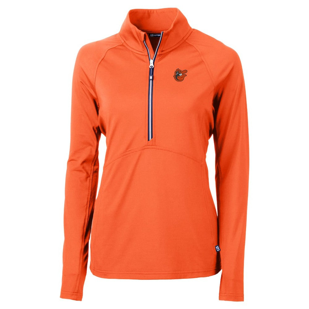 Baltimore Orioles Cutter & Buck Women's  DryTec Adapt Eco Knit Stretch Recycled Raglan Half-Zip Top - Orange Tops
