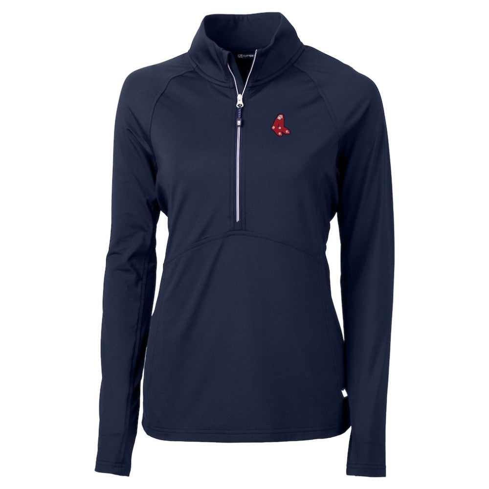 Boston Red Sox Cutter & Buck Women's  DryTec Adapt Eco Knit Stretch Recycled Raglan Half-Zip Top - Navy Tops