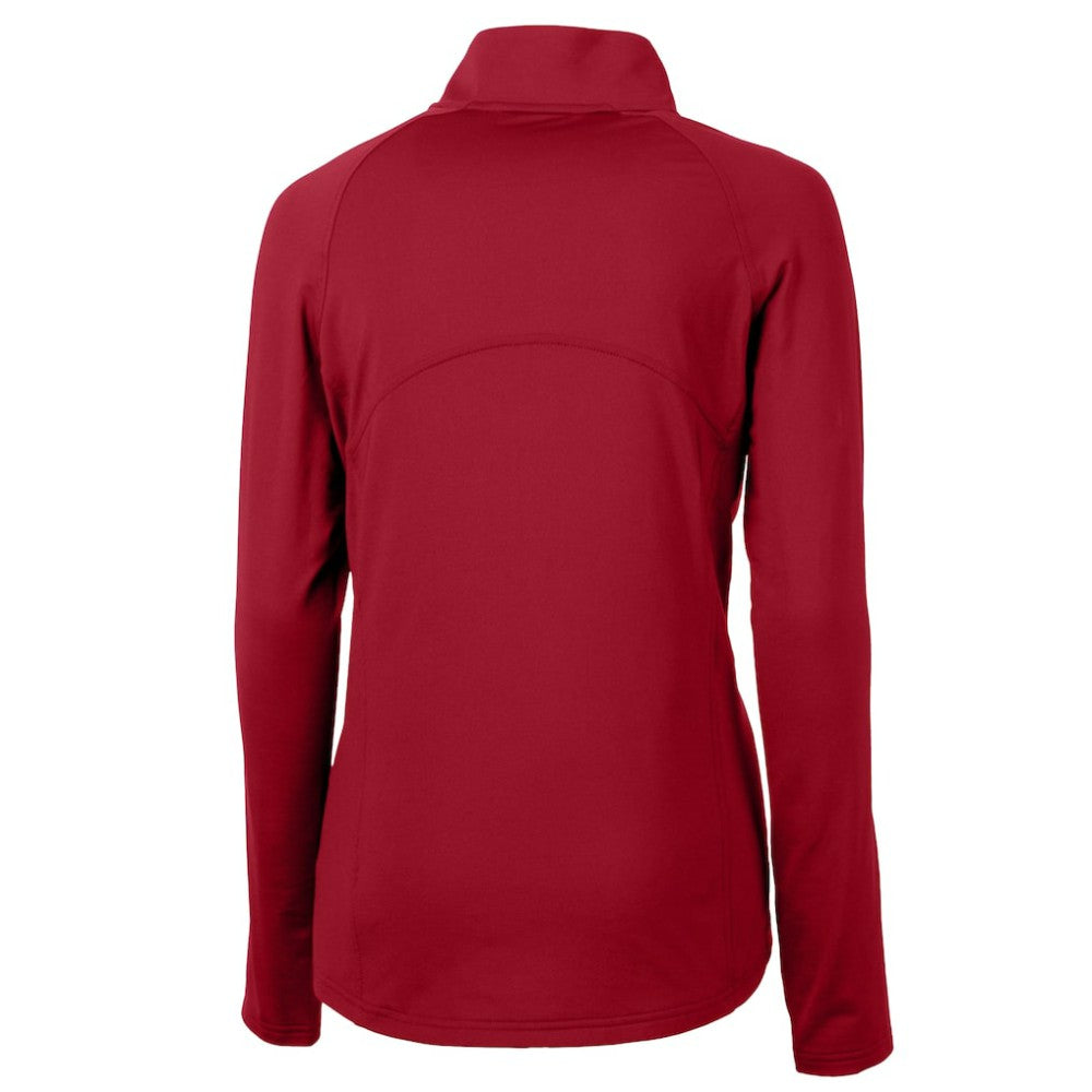Detroit Tigers Cutter & Buck Women's Americana DryTec Adapt Eco Knit Stretch Recycled Raglan Half-Zip Top - Red Tops
