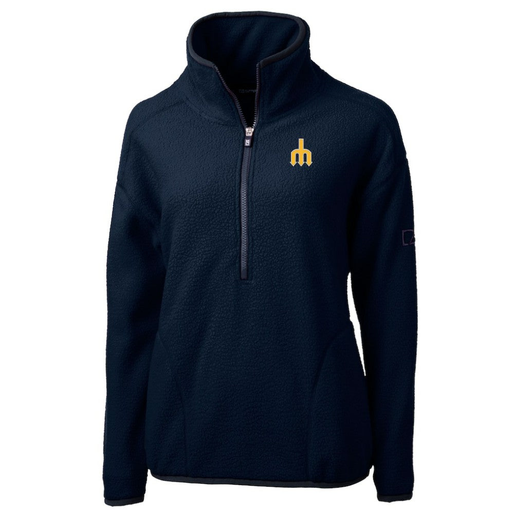 Seattle Mariners Cutter & Buck Women's  Cascade Eco Sherpa Fleece Half-Zip Pullover Jacket - Navy Jackets