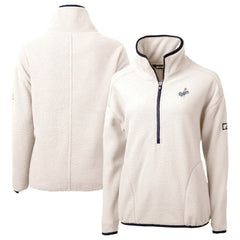 Los Angeles Dodgers Cutter & Buck Women's  Cascade Eco Sherpa Fleece Half-Zip Pullover Jacket - Cream Jackets