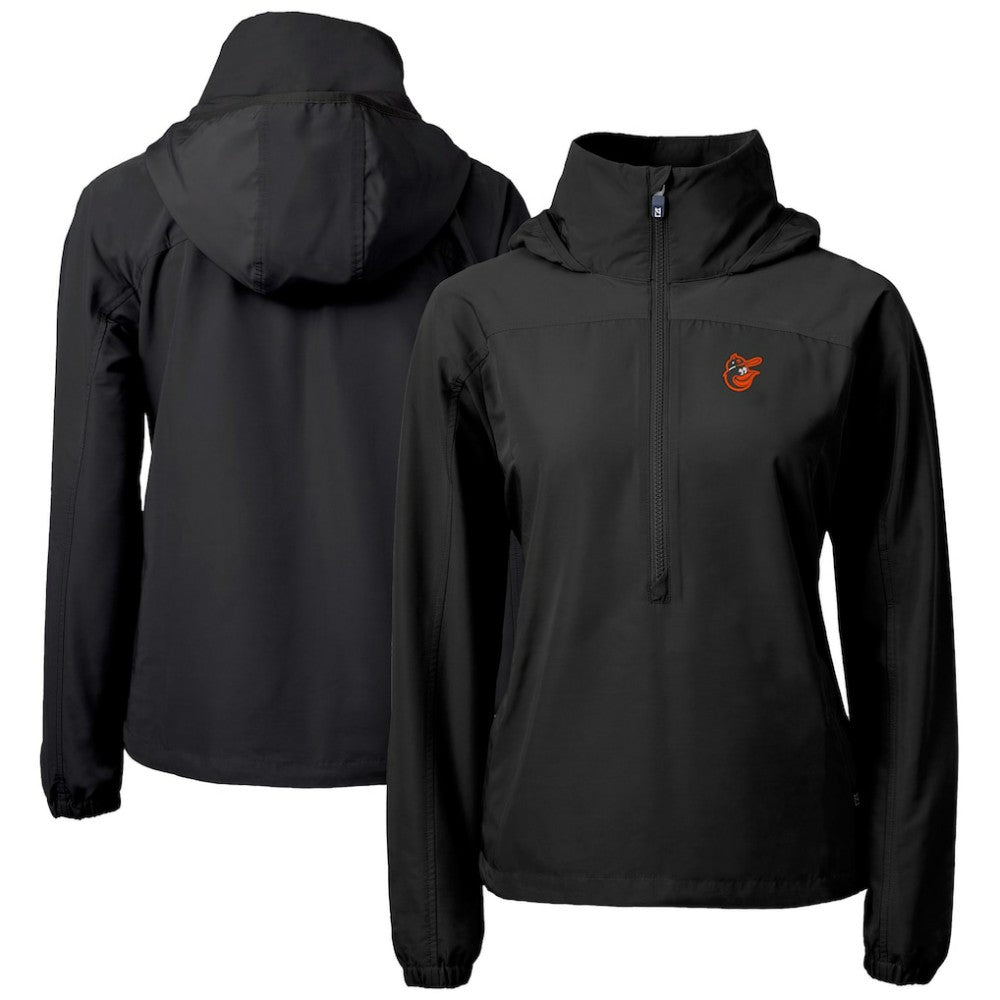 Baltimore Orioles Cutter & Buck Women's  Charter Eco Recycled Half-Zip Anorak Jacket - Black Jackets
