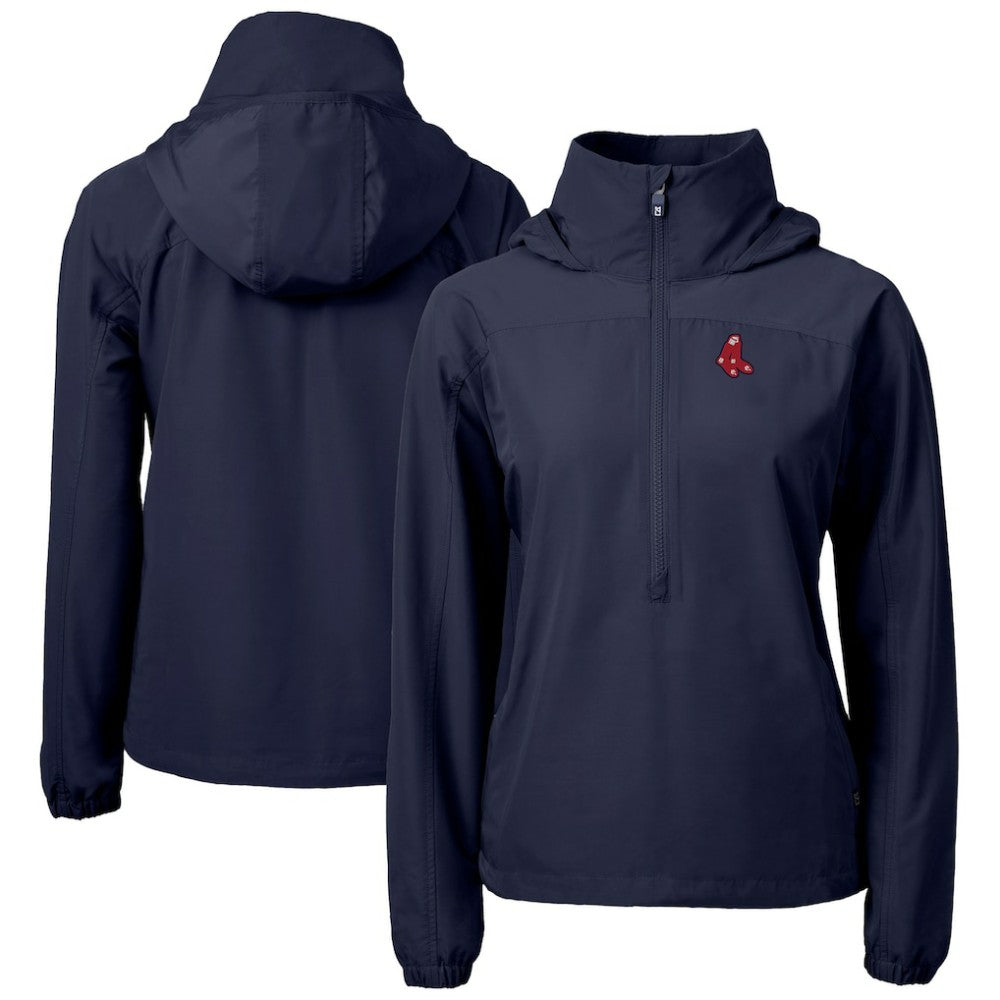 Boston Red Sox Cutter & Buck Women's  Charter Eco Recycled Half-Zip Anorak Jacket - Navy Jackets
