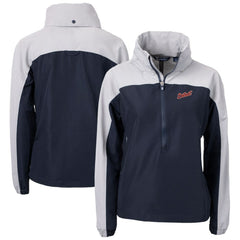Detroit Tigers Cutter & Buck Women's  Charter Eco Recycled Half-Zip Anorak Jacket - Navy Jackets