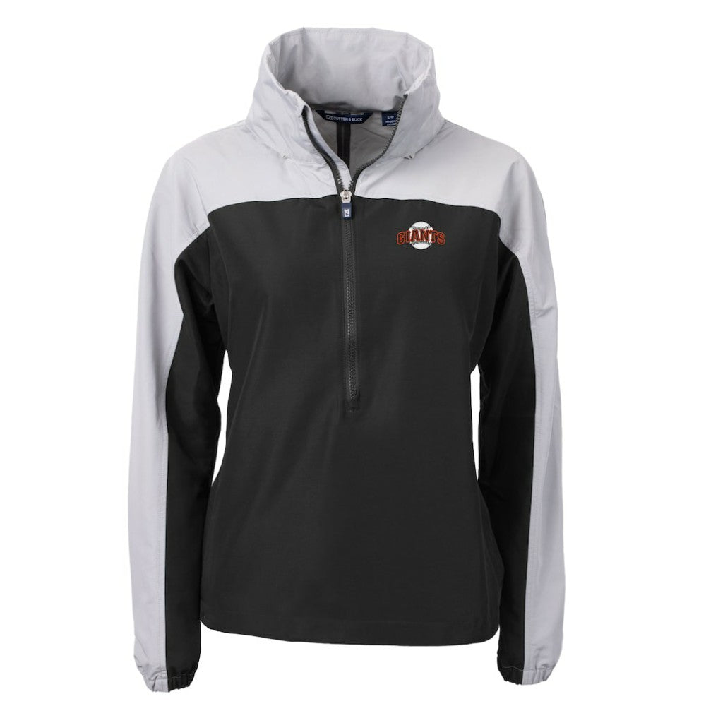 San Francisco Giants Cutter & Buck Women's  Charter Eco Recycled Half-Zip Anorak Jacket - Black Jackets