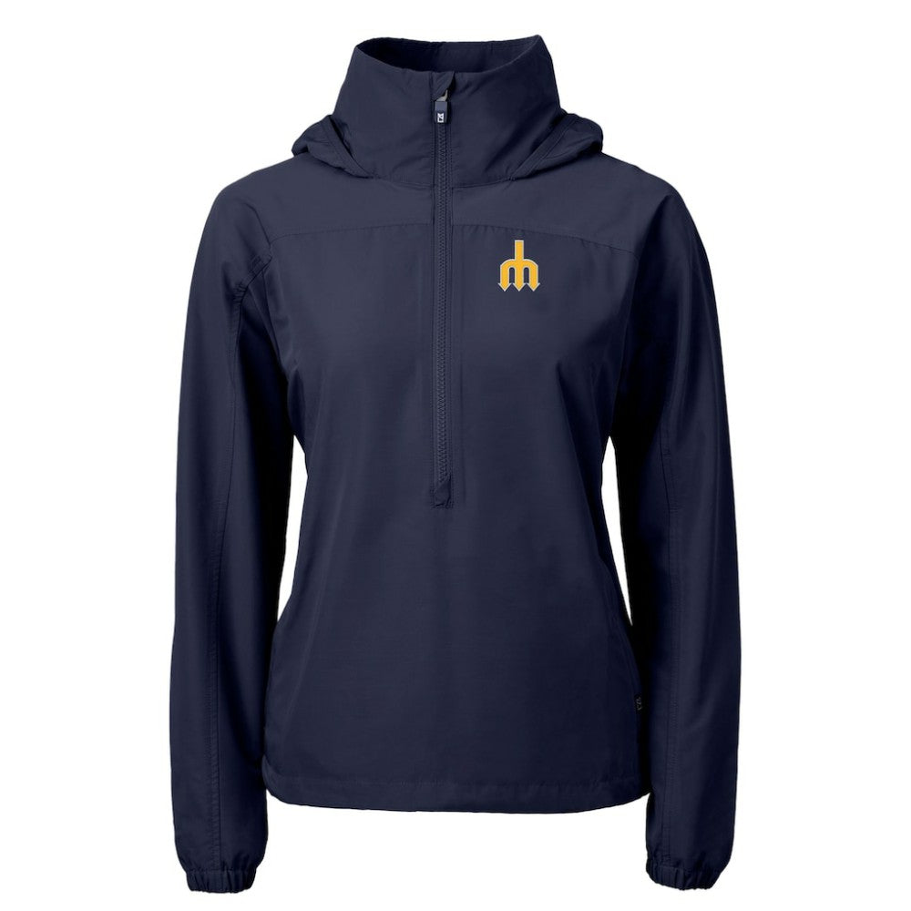 Seattle Mariners Cutter & Buck Women's  Charter Eco Recycled Half-Zip Anorak Jacket - Navy Jackets