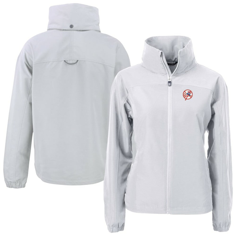 New York Yankees Cutter & Buck Women's Cooperstown Collection Charter Eco Recycled Full-Zip Jacket - Gray Jackets