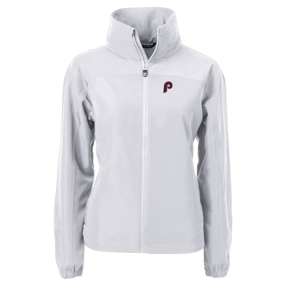 Philadelphia Phillies Cutter & Buck Women's Cooperstown Collection Charter Eco Recycled Full-Zip Jacket - Gray Jackets