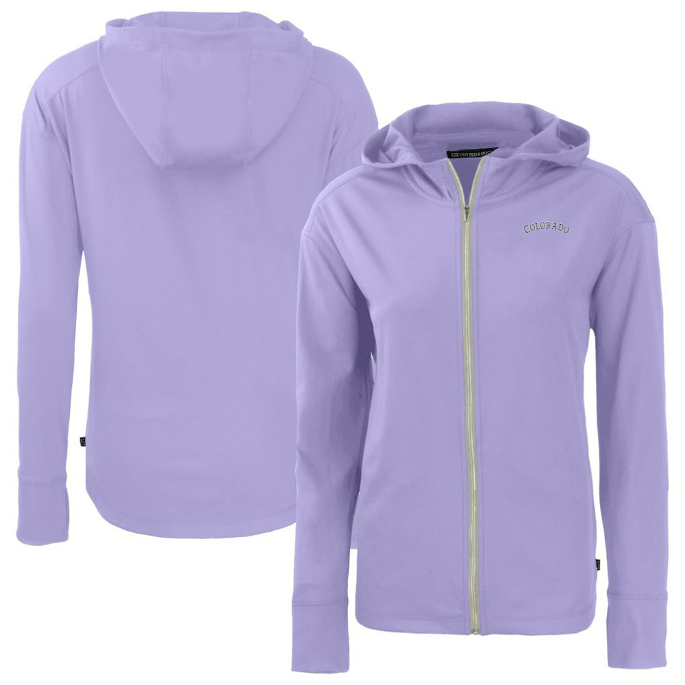 Colorado Rockies Cutter & Buck Women's  Daybreak Eco Recycled Full-Zip Hoodie Jacket - Purple Jackets