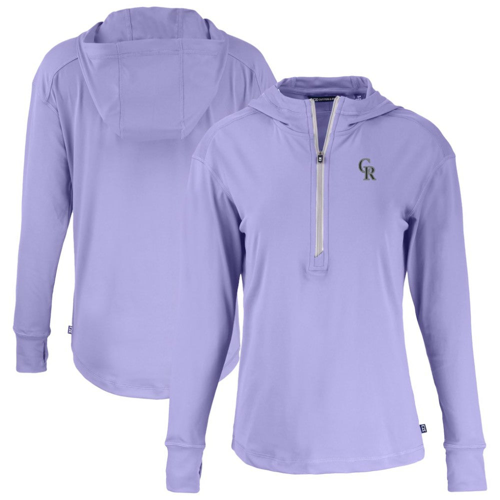 Colorado Rockies Cutter & Buck Women's Daybreak Eco Recycled Half-Zip Hoodie - Purple Hoodies