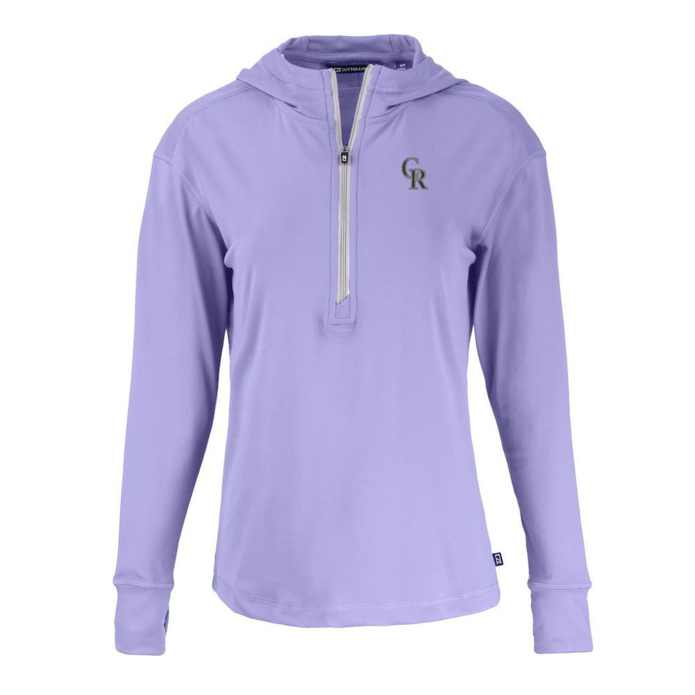Colorado Rockies Cutter & Buck Women's Daybreak Eco Recycled Half-Zip Hoodie - Purple Hoodies