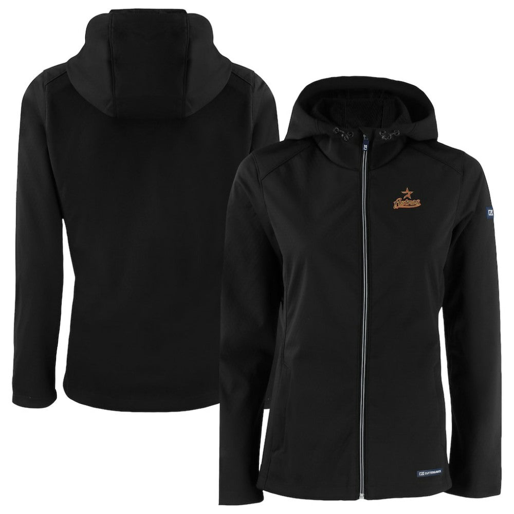 Houston Astros Cutter & Buck Women's Evoke Eco Softshell Recycled Full-Zip Jacket - Black Jackets
