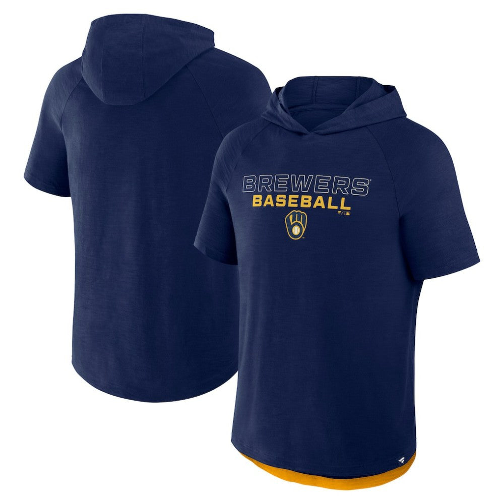 Milwaukee Brewers Fanatics Clubhouse Optimal Play Raglan Hoodie T-Shirt - Navy Hoodies