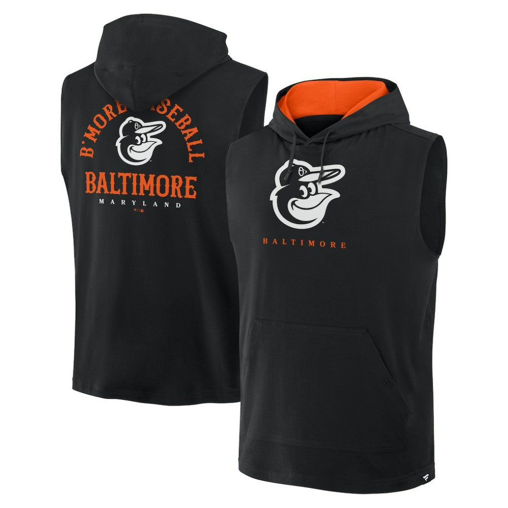 Baltimore Orioles Fanatics Fire Speed Sleeveless Pullover Hoodie - Black Hoodies