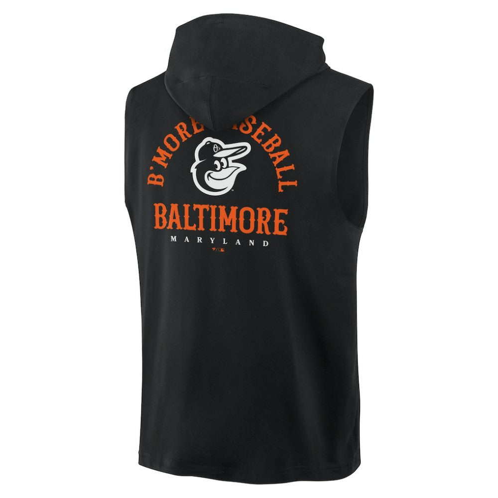 Baltimore Orioles Fanatics Fire Speed Sleeveless Pullover Hoodie - Black Hoodies