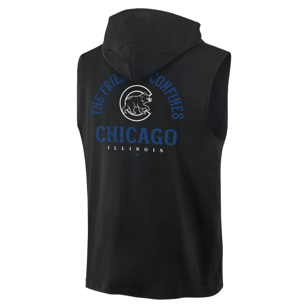 Chicago Cubs Fanatics Fire Speed Sleeveless Pullover Hoodie - Black Hoodies