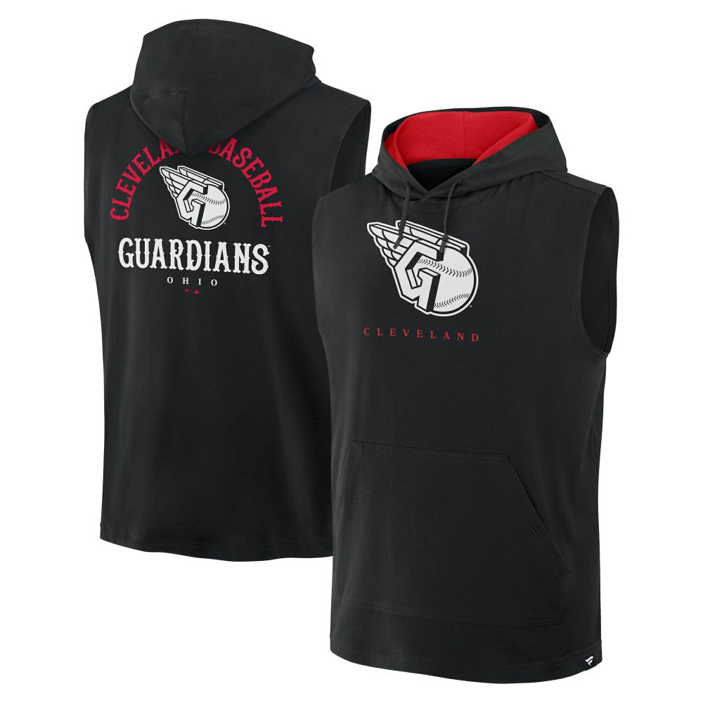 Cleveland Guardians Fanatics Fire Speed Sleeveless Pullover Hoodie - Black Hoodies