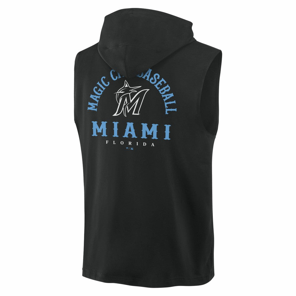 Miami Marlins Fanatics Fire Speed Sleeveless Pullover Hoodie - Black Hoodies