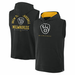 Milwaukee Brewers Fanatics Fire Speed Sleeveless Pullover Hoodie - Black Hoodies