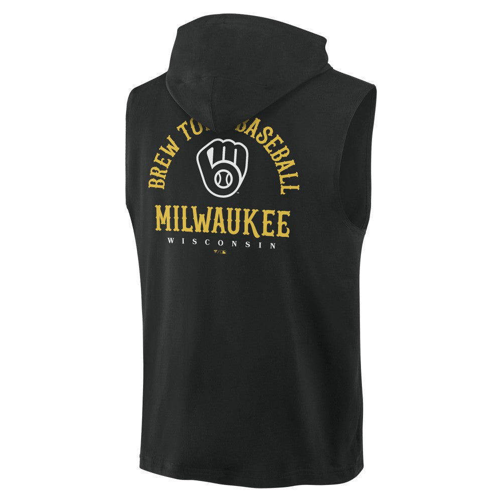 Milwaukee Brewers Fanatics Fire Speed Sleeveless Pullover Hoodie - Black Hoodies