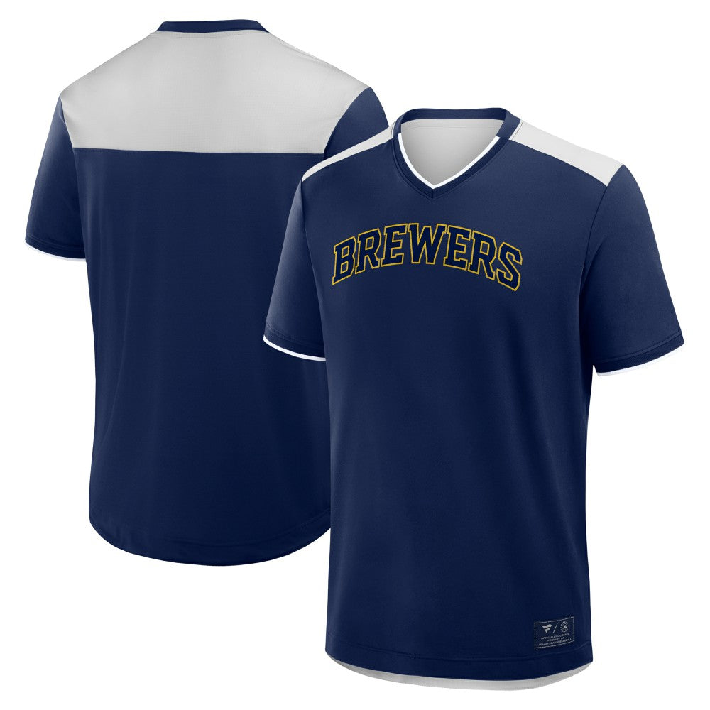 Milwaukee Brewers Fanatics Walk Off V-Neck T-Shirt - Navy T-shirts