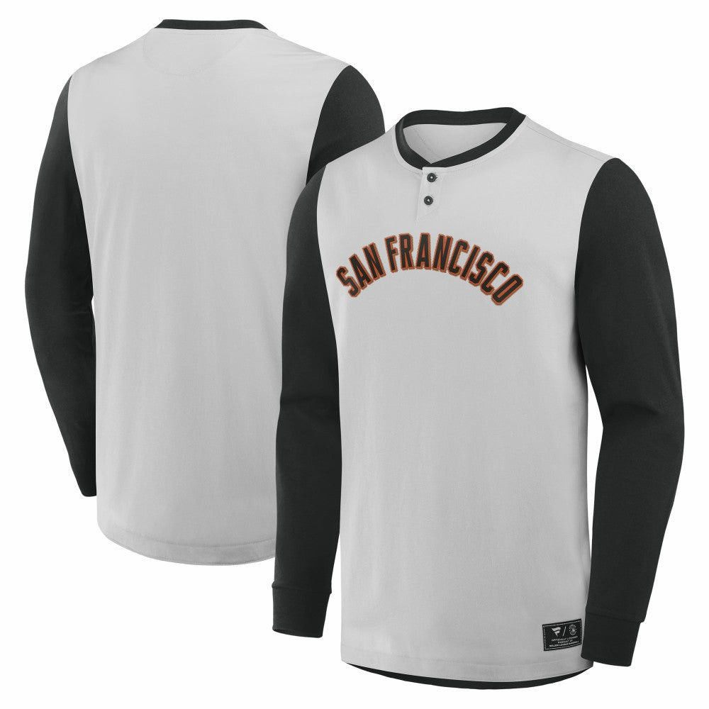 San Francisco Giants Fanatics Clubhouse Long Sleeve Henley Shirt - Gray/Black